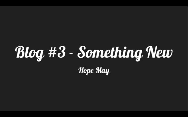 Blog #3: Something New - Hope May
